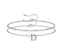 HSWYFCJY Gold/Silver Initial Heart Bracelets for Women,Layered Personalized Letter A-Z Bracelets Stainless Steel Christmas Birthday Gifts for Grandkids Women Teen Girls Teenage Jewelry