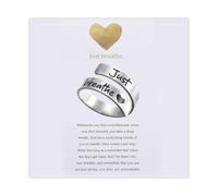 HSWYFCJY Just Breathe Ring Women Adjustable Spiral Wrap Healing Ring, Inspirational Heart Felt Ring Gift, Metal, No Gemstone