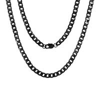 HSWYFCJY Men's Black Armoured Chain Necklac Men's Cuban Stainless Steel Chain,Cuban Chain Necklace for Men, Width 9MM, 24inch