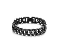 HSWYFCJY Men's Bracelets Black Hip Hop Cuban Bracelet 13.5mm Stainless Steel Iced Out Cuban Link Bracelet Length 21cm High Polished Cubic Zirconia Cuban Bracelet for Men Women