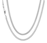 HSWYFCJY Men's Cuban Chain Necklace 4mm Sturdy Silver Cuban Link Chain Necklaces Hypoallergenic Long 55cm Stainless Steel Hip-Hop Necklace Jewellery Gifts for Men Boys