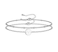 HSWYFCJY Silver Initial Bracelets for Women,Layered Stainless Steel Letter V Bracelet Personalized Birthday gifts for women girls