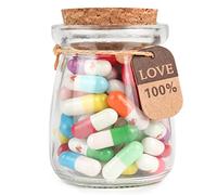 HSXIANG Capsule Letters Message in a Bottle，Lovely Notes Couples Gifts for Boyfriend Girlfriend Wife Friend Birthday Christmas Anniversary Valentine Day. (Love heart shape 50pcs)