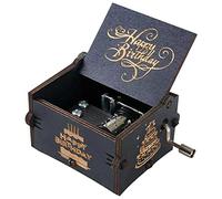 HSXIANG Happy Birthday Gifts Music Box,Wooden Hand Crank Engraved Musical Instrument with Melody, Happy Birthday Gift for Mom Dad Daughter Son Wife Husband and Friends.