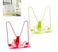 Hsyadazi 2 Piece Reading Stand Set (Green & Red) - Adjustable Book Holder for Cookbooks, Notes & Tablets - Lightweight & Foldable Book Holder for Office/Kitchen/School