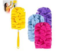Hsyadazi Pack of 4 Dusters - Reusable Microfibre Dust Magnetic Cloths in Yellow, Pink, Purple & Blue - 360° Rotating Duster for Furniture, Ceiling Fans & Pet Hair