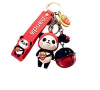 HSYHERE Lady Girl Cute PVC Panda Keychain Creative New Year Gift Animal Pendant Car Key Pendant Metal Key Ring, Bells-red, S