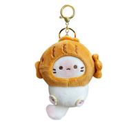 HSYHERE Men Women Creative Interesting Funny Cute Stylish Wearing Food Shrimp Bread Hat Soft Cat Keychain Key-ring Pendant, Fish, S
