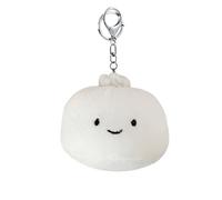 HSYHERE Men Women Super Cute Funny Smiling Face Happy Food White Bun Dumpling Soft Plush Keychain Key-ring Pendant Key Chain, Bun, S
