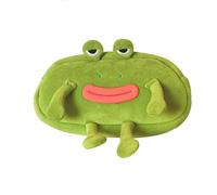 HSYHERE Novelty Funny Calm Down Brown Capybara Big Eyes Seagull Bird Big Mouth Green Frog Soft Stuffed Surface Fluffy Clothes Zipper Pencil Box Pencil Case Pencil Storage Holder Pouch Pen Bag -Frog