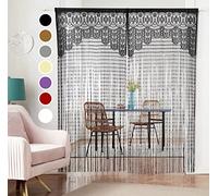 HSYLYM Black Lace Curtains Lightweight Soft Fine Texture Delicate Voile Lace Window Curtains for Living Room,Black,90x200cm(35x78inch)