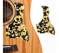 Hsyok Acoustic Guitar Pickguard with Self Adhesive, Anti-Scratch Thick Pick Guard, Guitar Plate Easy to Install, for Folk Guitar Replacement Parts(Black+Yellow)1PCS