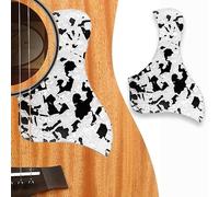 Hsyok Acoustic Guitar Pickguard with Self Adhesive, Anti-Scratch Thick Pick Guard, Guitar Plate Easy to Install, for Folk Guitar Replacement Parts (Black+White)