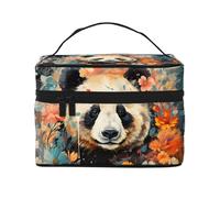 HSYOYO Makeup Bag for Women Travel Cosmetic Bag Large Makeup Case Portable Toiletry Skincare Organizer Bag, Watercolor Panda Floral, One Size
