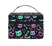 HSYOYO Makeup Bag for Women Travel Cosmetic Bag Large Makeup Case Portable Toiletry Skincare Organizer Bag, Goth Skulls Bones, One Size