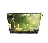 HSYOYO Makeup Bag Waterproof Cosmetic Bag Organizer Small Make Up Zipper Pouch Portable Travel Toiletry Bag For Women Girls, Bamboo Water Candle, One Size