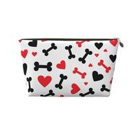 HSYOYO Makeup Bag Waterproof Cosmetic Bag Organizer Small Make Up Zipper Pouch Portable Travel Toiletry Bag For Women Girls, Hearts Dog Bones, One Size