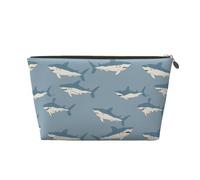 HSYOYO Makeup Bag Waterproof Cosmetic Bag Organizer Small Make Up Zipper Pouch Portable Travel Toiletry Bag For Women Girls, Sharks Swimming, One Size