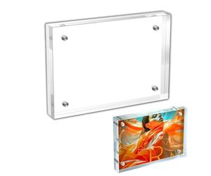 HSYTEK Mini Picture Frame, 6 x 9 cm Frameless Picture Frame, Magnetic Picture Frame, Small, Transparent Acrylic Picture Frame for Office, Home, 8 mm + 8 mm Thickness
