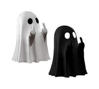 HSYWSH 2PCS Funny Middle Finger Ghost Ornament, Middle Finger Ghost Statue, Halloween Ghost Figurine, Funny Halloween Decor, Porch and Indoor Spooky Home Decor (A)