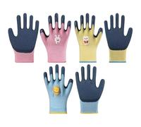 HSYWSH 3 Pairs Kids Gardening Gloves for Age 5-9, Kids Safety Work Gloves, Coated Work Gloves, Comfortable Breathable Non-Slip for Boys Girls Camping, Gardening, Small Pet Raising (A)