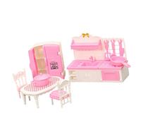 Hsyzygian Realistic Doll House Kitchen Scene Accessories with Fridge, Stove, Table, Chairs for Role Playing Stove