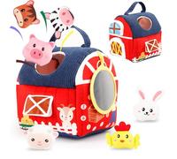 Hsyzygian Safe Farm Animal Theme Plush Toy for Toddler Machine Washable Sensory Developmental Baby Auditory Texture Fine Motor Farm Animal