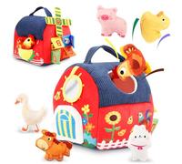 Hsyzygian Safe Farm Animal Theme Plush Toy for Toddler Machine Washable Sensory Developmental Baby Auditory Texture Fine Motor Farm Animal