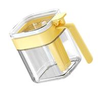 Hsyzygian Silicone Glass Salt Jars with Spoon Compartment Proof Kitchen Storage Container for Sugar Seasonings Glass Salt Container Proof