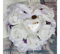 Hsyzygian Wedding Pillow Heart Shape Box Green Purple Rose Flowers Box for Wedding Valentine ' s Day Display Tray for Multiple Rings