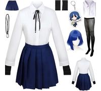 HSZCSMGS Bocchi Therock Cosplay Costume Shirt Skirt Wig Accessories Set Yamadaryo Cosplay Costume Halloween Party (White + wig, X-Small)