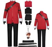 HSZCSMGS Frieren Beyond Journey'send Cosplay Costume Coat Pants Wig Set Heiter Cosplay Costume Halloween Party (Red+A, X-Small)