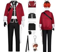 HSZCSMGS Frieren Beyond Journey'send Cosplay Costume Coat Pants Wig Set Heiter Cosplay Costume Halloween Party (Red+wig, XX-Large)