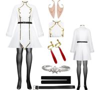 HSZCSMGS Frieren Beyond Journey'send Cosplay Costume Dress Accessories Frieren Wig Set Frieren Cosplay Costume Halloween Party (White+A, X-Small)