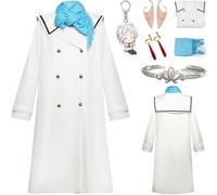 HSZCSMGS Frieren Beyond Journey'send Cosplay Costume Dress Accessories Frieren Wig Set Frieren Cosplay Costume Halloween Party (White+B, 3X-Large)