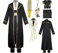 HSZCSMGS Frierenhimmel Cosplay Costume Cape Top Pants Wig Set Frieren Beyond Journey'send Cosplay Costume Halloween Party (Black, Large)