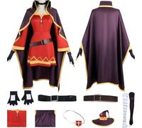 HSZCSMGS Megumin Cosplay Costume Dress Cape Accessories Megumin Wig Set Megumi Cosplay Costume Halloween Party (Red, 3X-Large)