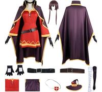 HSZCSMGS Megumin Cosplay Costume Dress Cape Accessories Megumin Wig Set Megumi Cosplay Costume Halloween Party (Red+wig, XX-Large)