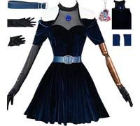 HSZCSMGS Mizi Cosplay Costume Dress Socks Mizi Wig Set Mizi Alienstage Cosplay Costume Halloween Party (Blue, Small)