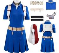 HSZCSMGS Shoto Todoroki Cosplay Costume Dress Accessories Wig Set Mha Cosplay Costume Halloween Party (Blue+wig, XX-Large)