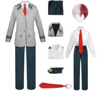 HSZCSMGS Shoto Todoroki Cosplay Costume Top Pants Wig Set Deku Cosplay Costume Mha Cosplay Halloween Party (Gray+wig, Medium)