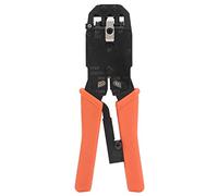 HT - 2008R Crimp Pliers, Wire Stripper and Cable Crimping Tool, Tool Steel Handheld Crimping Pliers with 8P/6P/4P Ports for RJ11 RJ12 RJ45 Connectors, Ergonomic Orange Handle for