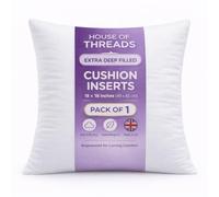 HT House Of Threads 18 x 18 Inch (45 x 45 cm) Cushion Insert | Extra Deep Filled Luxury Hotel Quality Cushion Pads | Premium White Hollowfibre Throw Pillows | Home Decor | 1 Pack