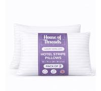 HT House of Threads Bed Pillows 2 Pack Hotel Quality | Hotel Pillows Luxury Set | Stripe Standard Pillows for Side Sleepers | Hollow Fiber Hotel Quality Pillow | Anti Allergy | 2 Pack