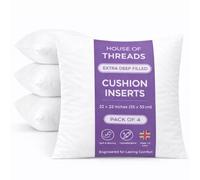 HT House Of Threads Luxury Large 22 x 22 Inch (55 x 55 cm) Cushion Inserts | Extra Deep Filled Hotel Quality Cushion Inserts | Premium Hollowfibre Throw Pillows | 4 Pack