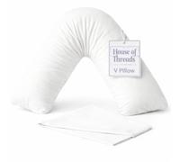 HT House of Threads V Pillow | 100% Virgin Hollowfibre V Shaped Pillow | Hypoallergenic Triangle Pillow for Pregnancy & Maternity | Orthopedic Support for Neck & Back Pain Relief