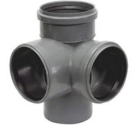 HT Pipe Double Branch DN 110 with 90° Bend Double Connection Branch Fitting Corner Branch Corner Double Branch (DN 110/110/110 90° RIGHT-LEFT)