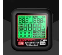 HT97B Socket Tester UK, RCD Plug Outlet Tester 48-255V Electrical Voltage Testers with LCD Display Automatic Circuit Tester for Live/Neutral/Earthwire/RCD Testing, CAT II 300V Voltage Detector