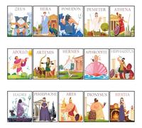 Htabiol 15pcs Greek Mythology Poster, Greek Gods Poster with Information Cards, Greek Mythology Posters for Classroom, Suit for Greek Gods Classroom, Greek Mythology Decorations - 8x10inch, Unframed