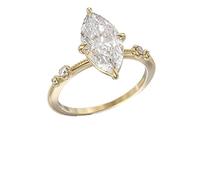 Htayekog Evil Eye Ring Valentine's Day Gift 14K Gold Over Sterling Silver Classic Four-Claw Hand Setting Marquise Cut Cubic Zirconia Solitaire Engagement Wedding Ring For Womens, 4 UK, 14k